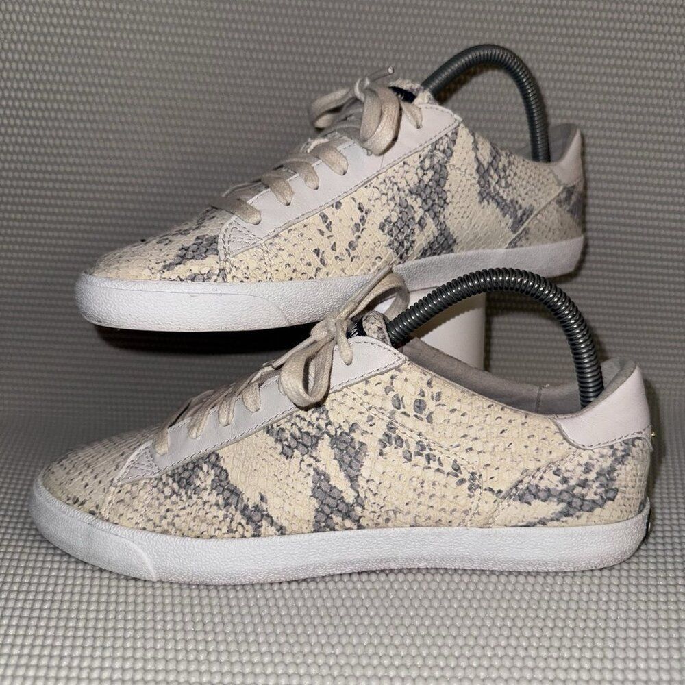 Cole Haan Snakeskin Print Beige Leather Lace Up Sneakers Shoes Women's Size 7.5B